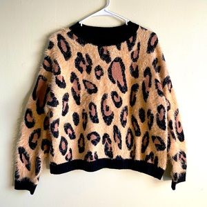 MinkPink Fuzzy Animal Print Sweater